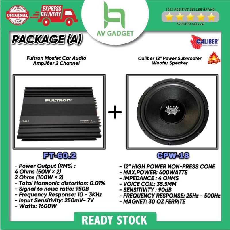 [Free Gift] Package Set 12" Power Subwoofer+ 4 Band Parametric+ PreAmp