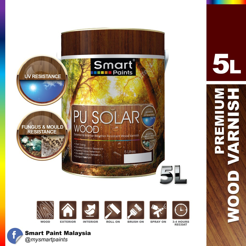 5L SMART PAINT ( PU SOLAR WOOD / SATIN ( MATT ) Interior & Exterior ...