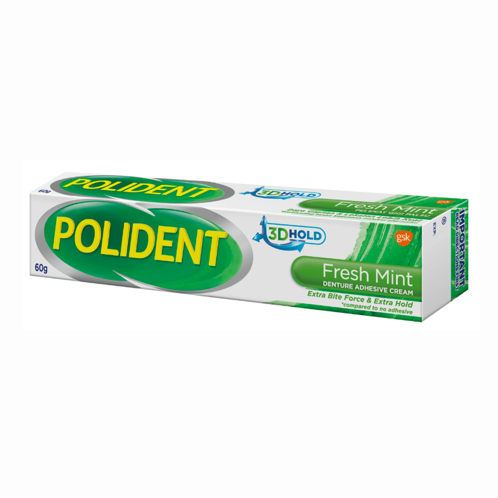 Polident Denture Adhesive Cream 20g/60g Fresh Mint (Pelekat Gigi Palsu