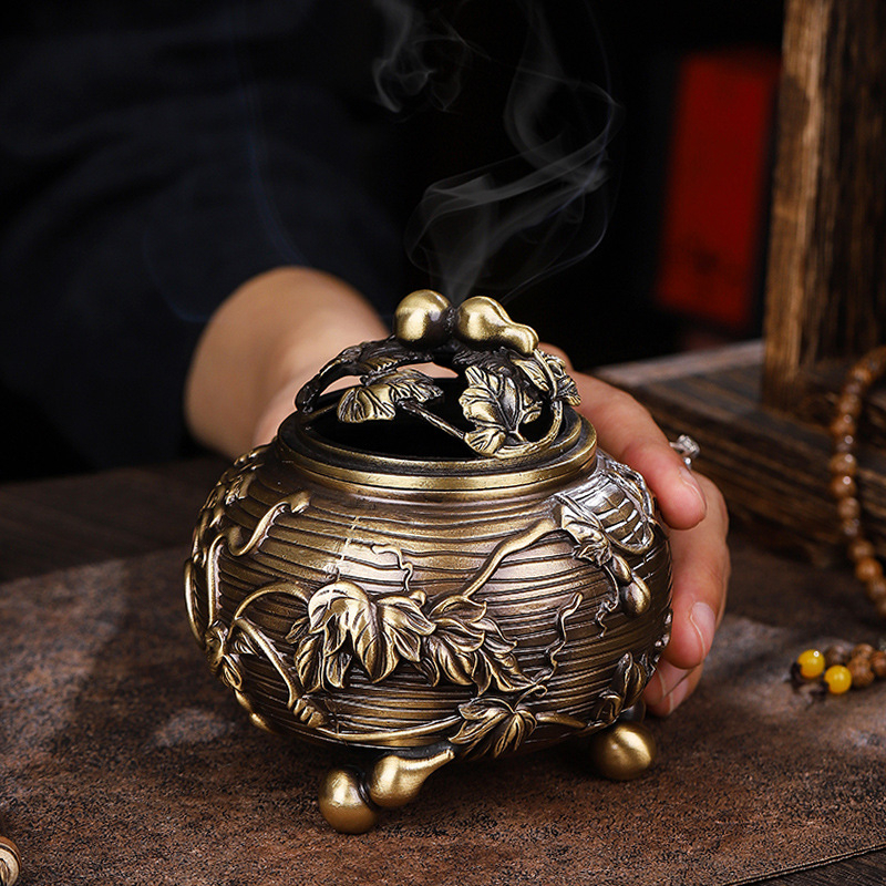 檀香楼】【葫芦藤炉黄铜盘香炉】塔香盘香纯铜檀香沉香艾草香炉熏香炉