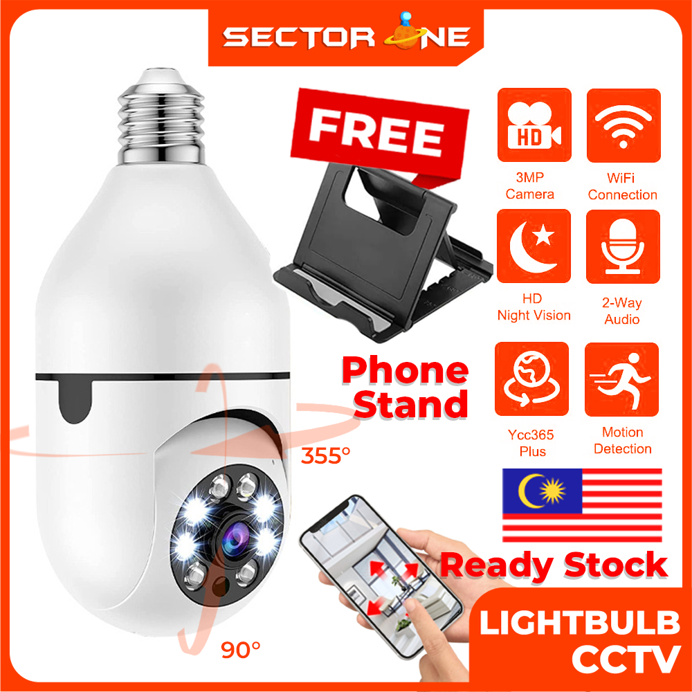 E27 Light bulb CCTV Drone FHD1080P 360 degree Panoramic CCTV Wireless Wifi Camera with two way
