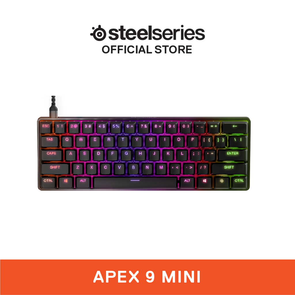 SteelSeries Apex 9 Mini Wired RGB OptiPoint Optical Switches Compact Swappable Switches Gaming
