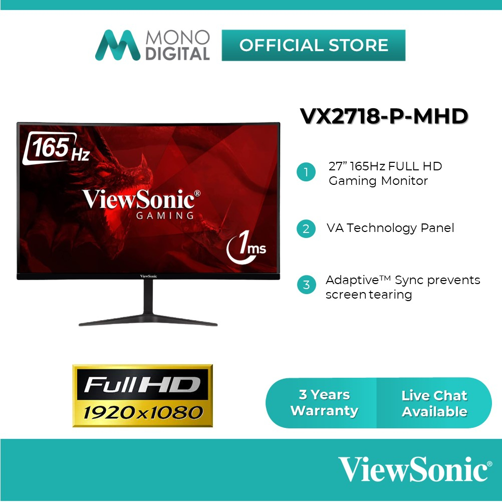 ViewSonic VX2718-PC-MHD, 27 165Hz Curved Gaming Monitor