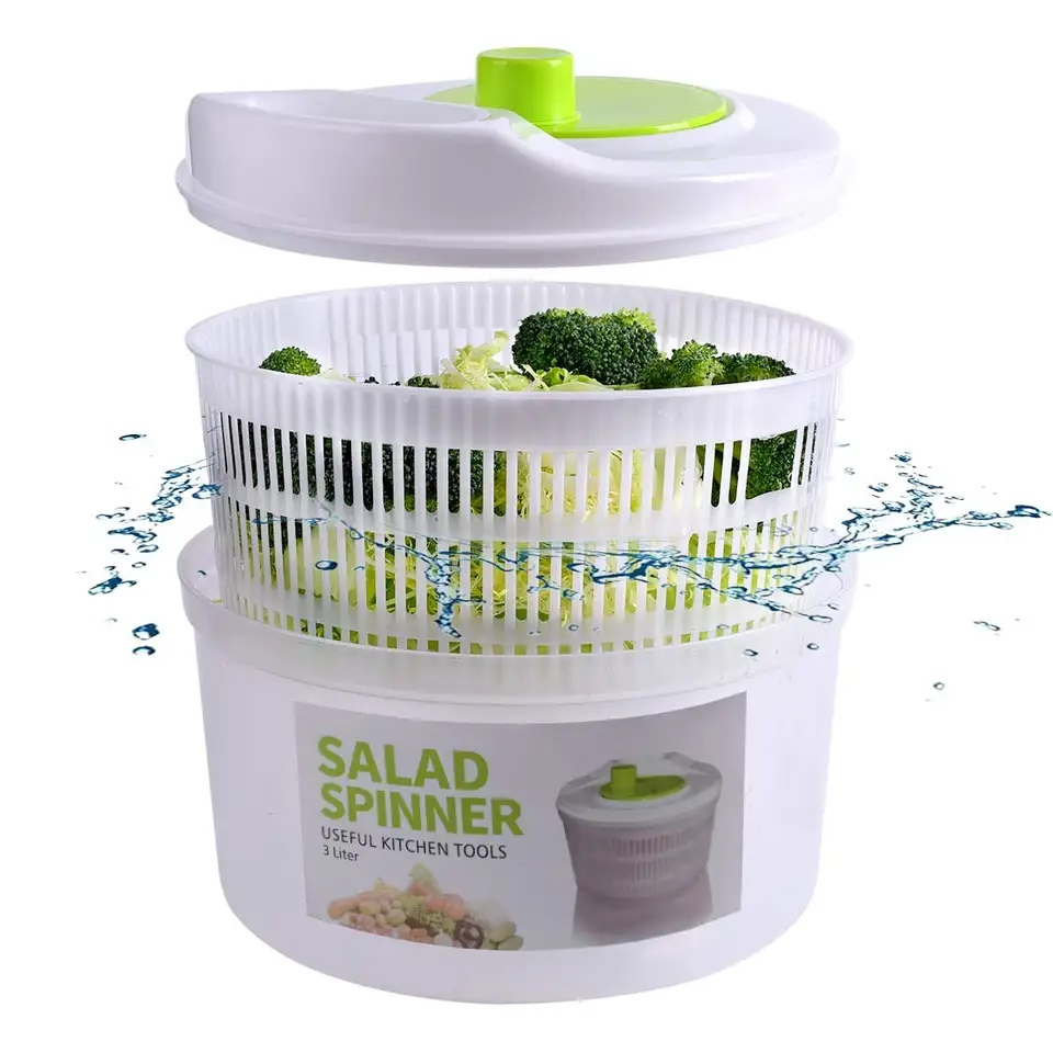 Manual Fast Drying Drainer Wash Basket With 3L Salad Spinner Vegetables ...