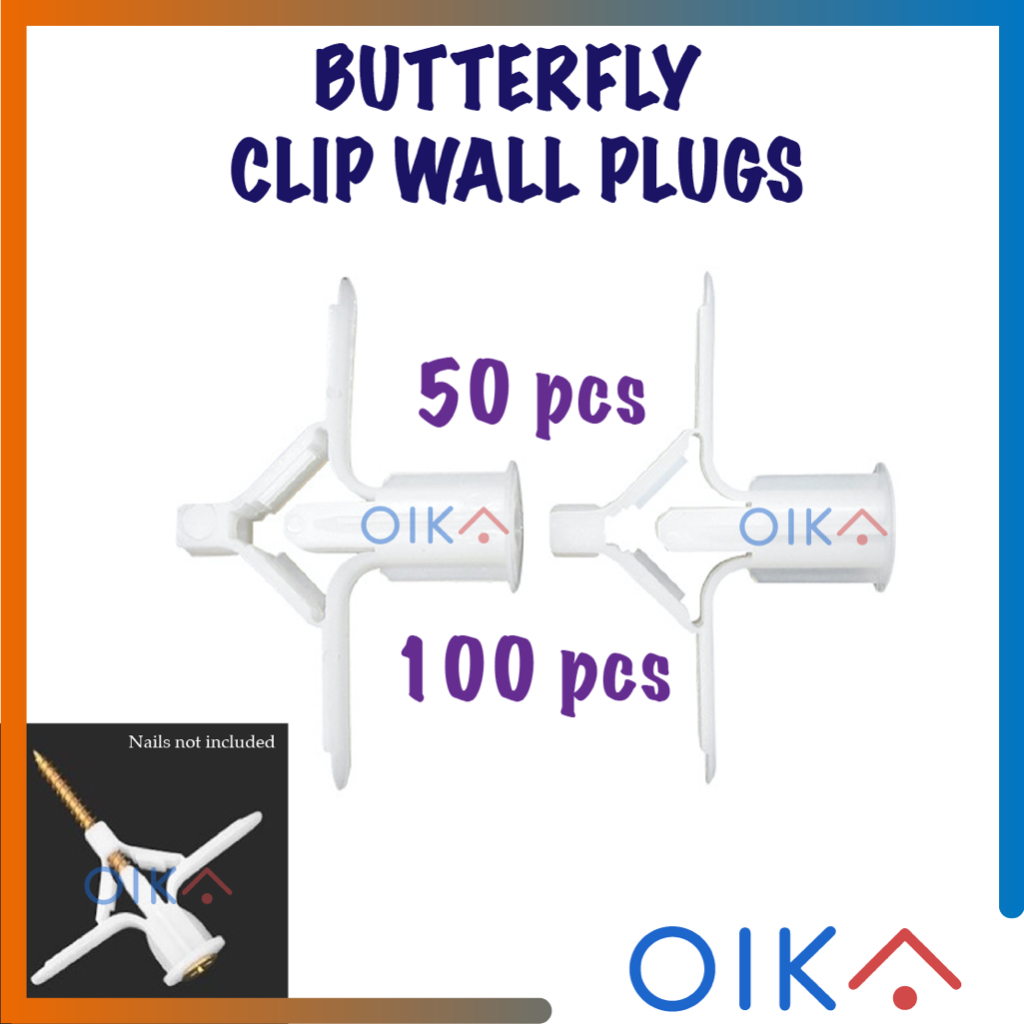 [50/100 pc] PVC Butterfly Wall Plug Partition Wall Plug Butterfly Clip