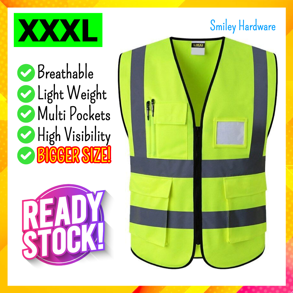 3XL XXXL Reflective Vest High Visibility Safety Clothing Multi Pockets ...