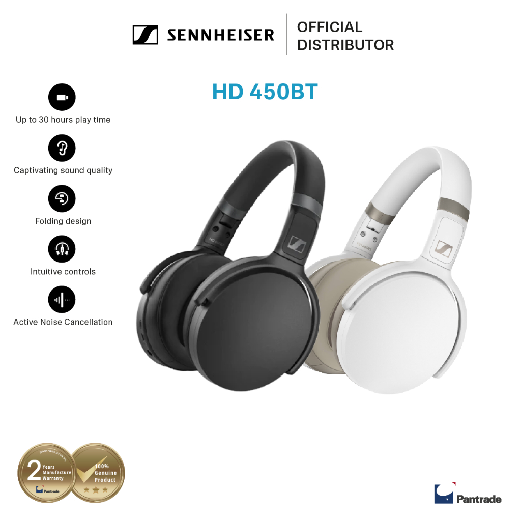 Sennheiser Hd 450bt Bluetooth Wireless Over-ear Headphones With Active  Noise Cancelling (black) : Target