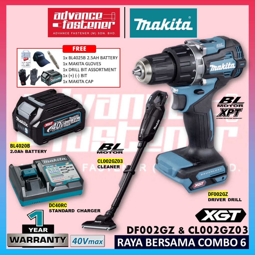 MAKITA 40Vmax Cordless Raya Combo Set 6 ( DF002GZ Driver Drill ...