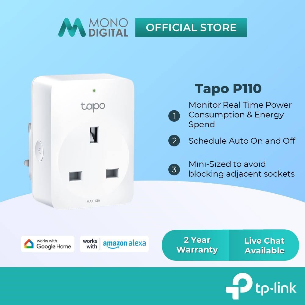 TP-Link Tapo P110 Mini Smart Wi-Fi Wireless Power Socket Plug,Energy  Monitoring with Remote
