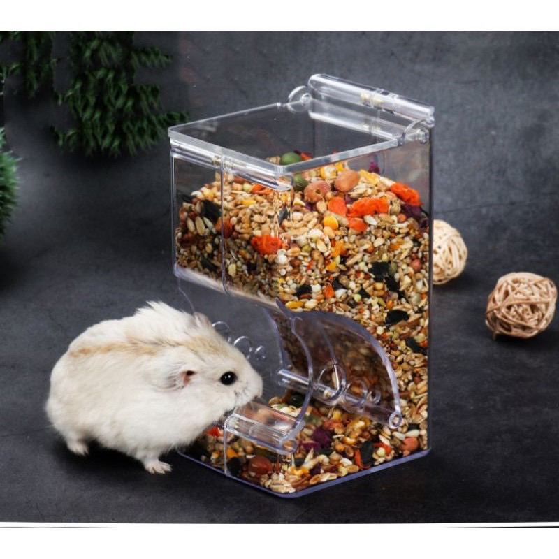View of A0019 Acrylic fully transparent hamster food box small pet automatic ...