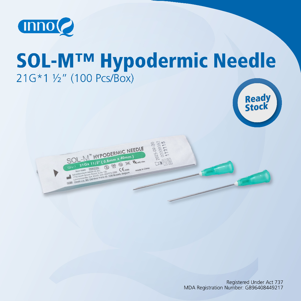 SolM Disposable Sterile Hypodermic Needle (21g/23g/25g x 100 Pcs) Shopee Malaysia