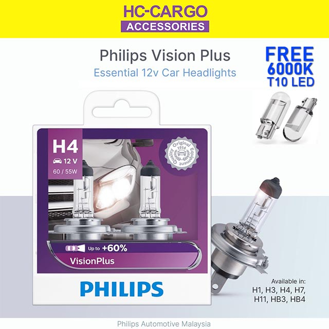 Philips H7 Visionplus Headlight, Pack of 2