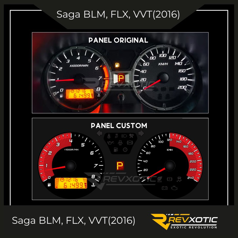 Papan Panel Meter Custom Proton Saga BLM, FLX, VVT(2016) Shopee Malaysia