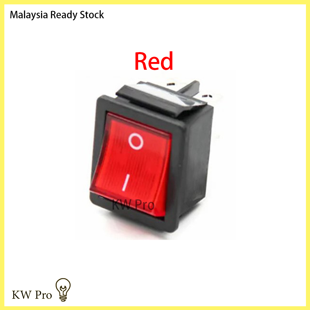 Rocker Switch KCD4 Sw-600PL 4Pin On Off 16A 250VAC Red/Yellow/Green ...