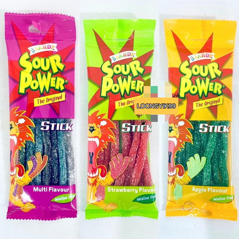 Beardy Sour Powder Stick Chewy Candy 40gm Multi Flavour Childhood Snack Shopee Malaysia