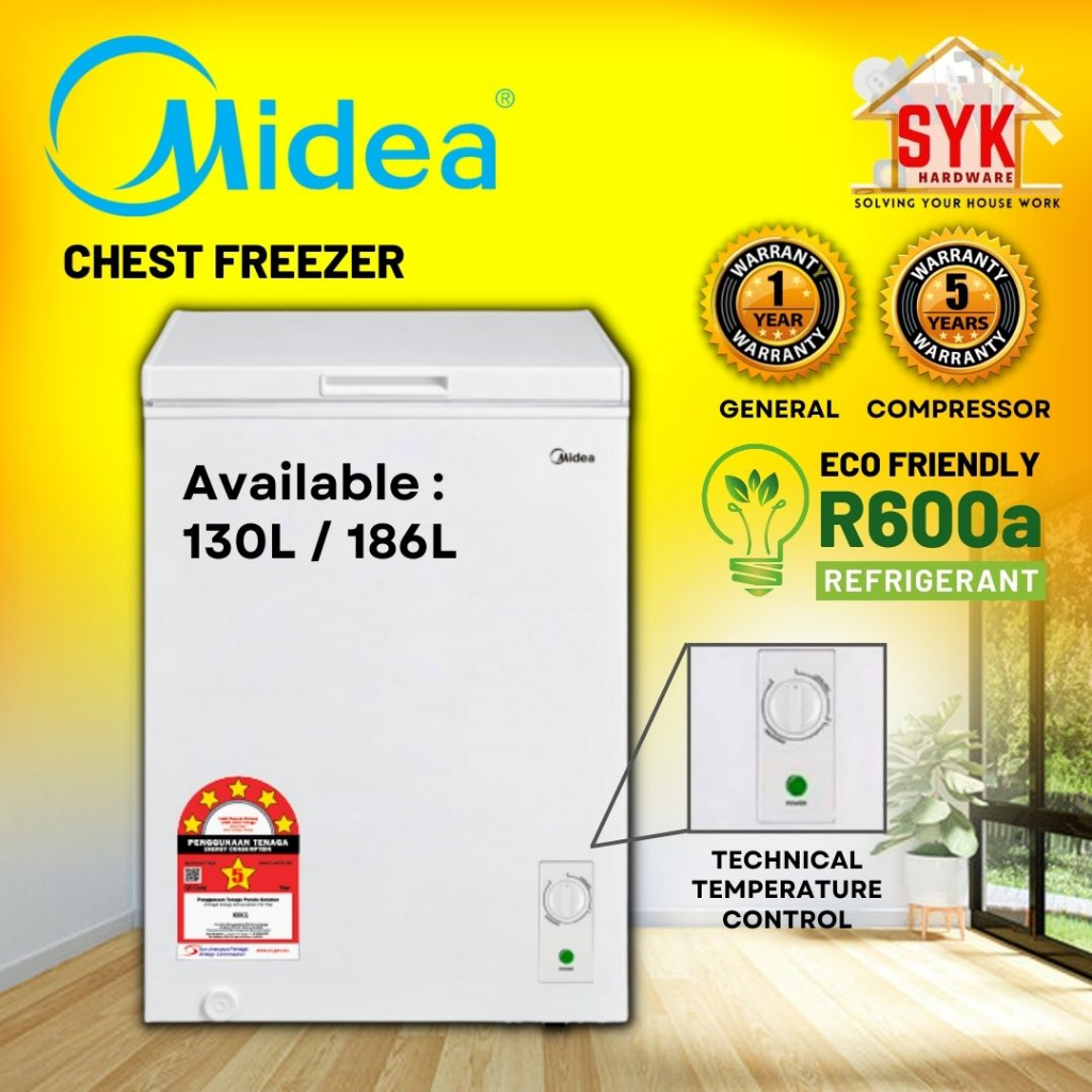 SYK Free Shipping Midea Duo Function Chest Freezer 130L 186L 260L Deep