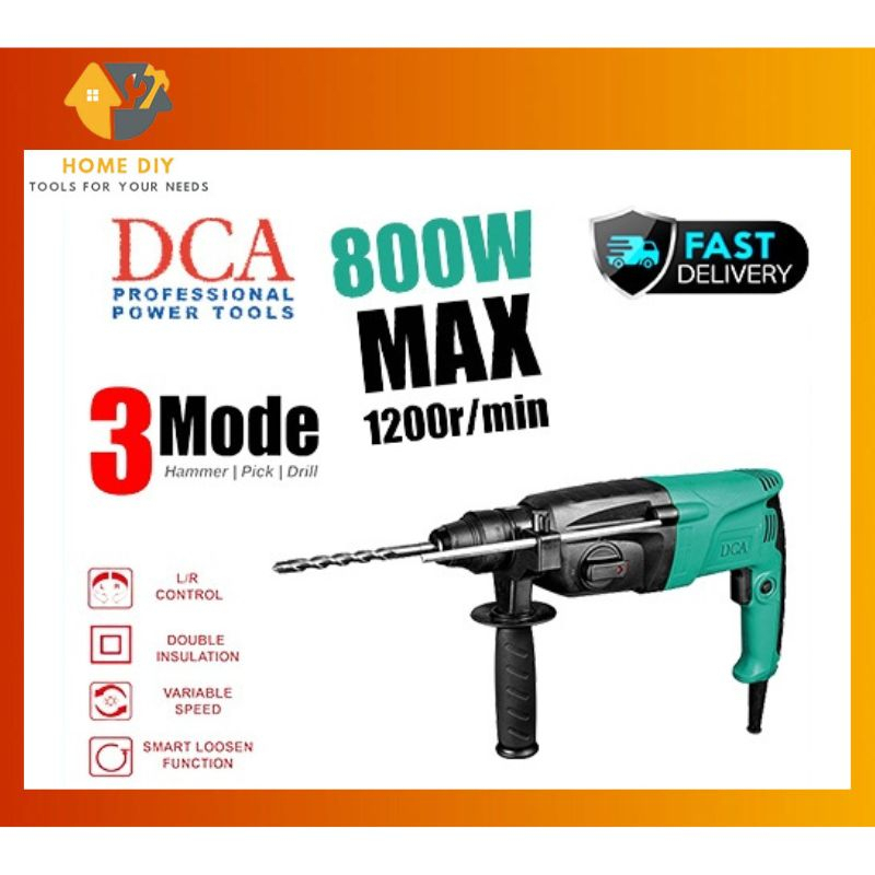 DCA Rotary Hammer Drill (3in1) AZC0526b Penebuk dinding AZC 0526