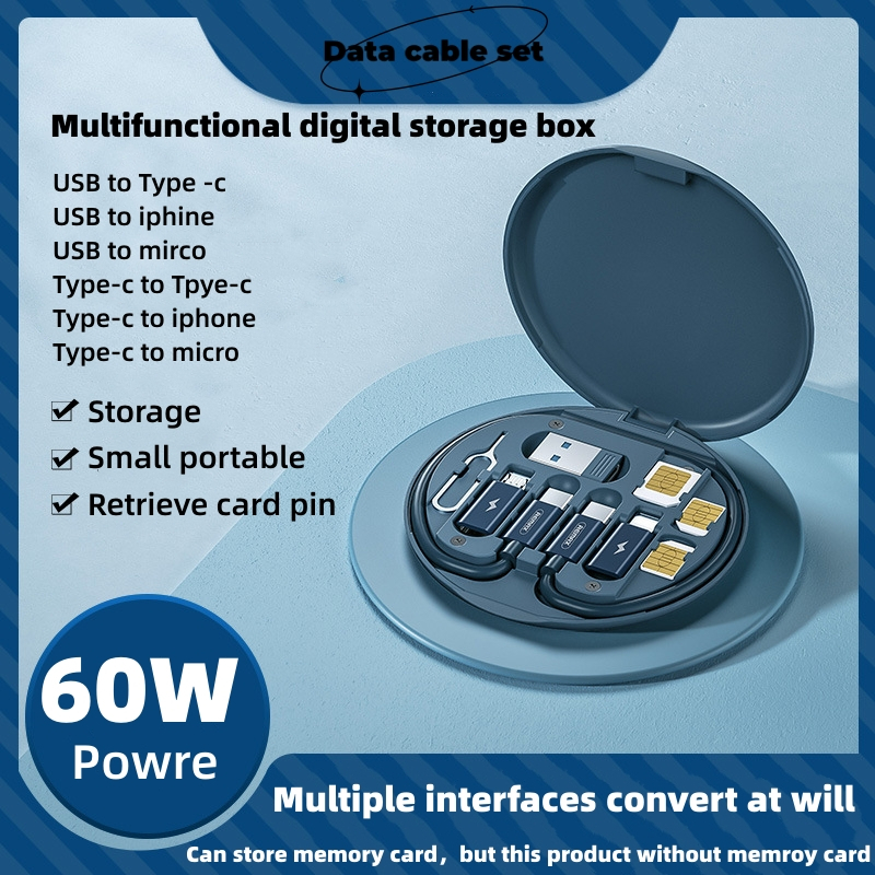 Multifunctional 60W USB Data Cable Fast Charge Line Storage Box Mini ...