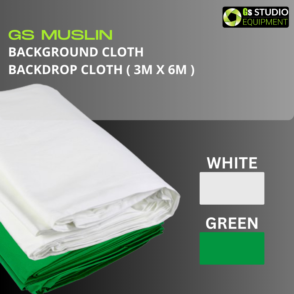Muslin Studio Backdrop - Green and White (3M x 6M) White Muslin Green