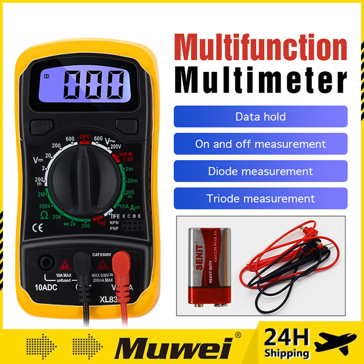 Digital Multimeter Voltmeter Ammeter Ohmmeter – AC/DC Tester, Backlight, Data Hold, CE Approved