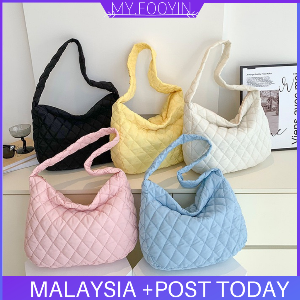 N353 READY STOCK MYFOOYIN ROSE Warm Plaid Shoulder Bags Winter Underarm ...