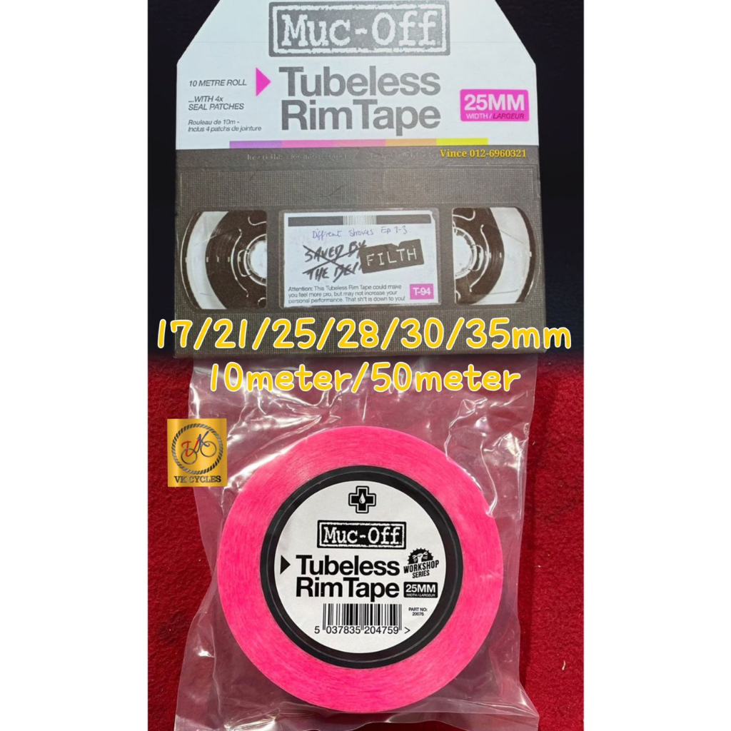 MUC-OFF RIM TAPE TUBELESS 10M 50M ROLL 17mm 21mm 25mm 28mm 30mm 35mm ...