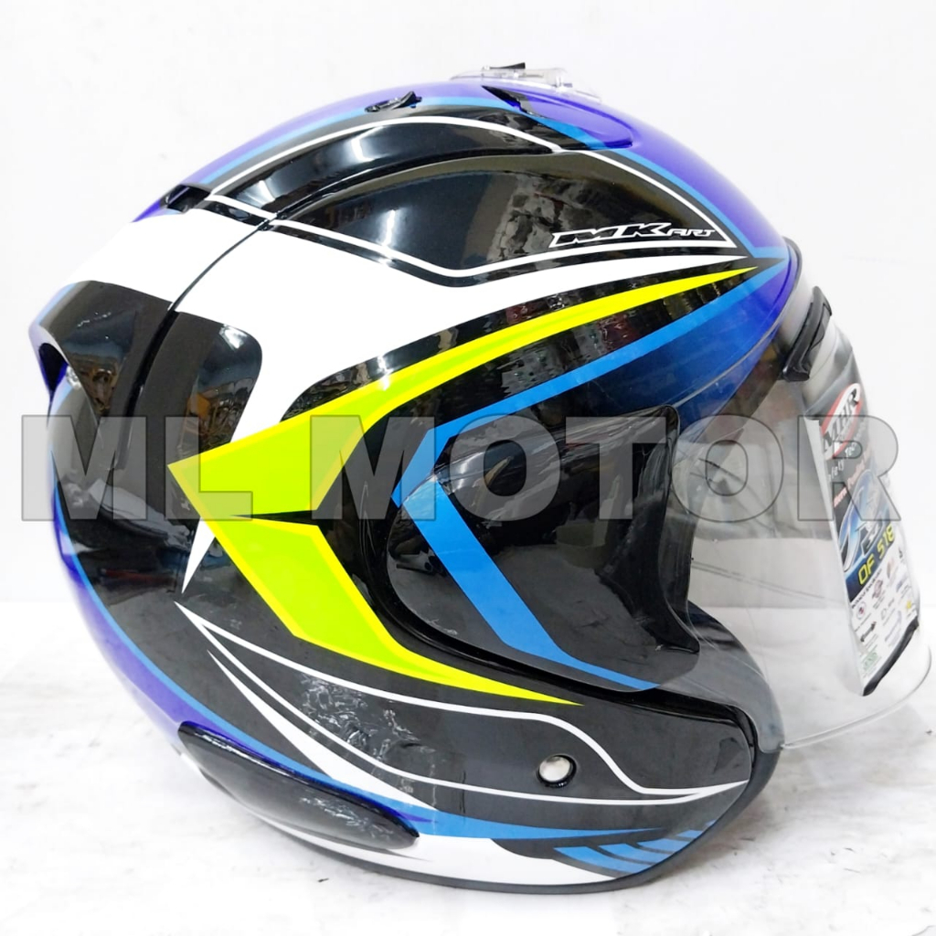 MHR Helmet OF622 OF518 Colourgraph Maze Blue Maze Yellow 100