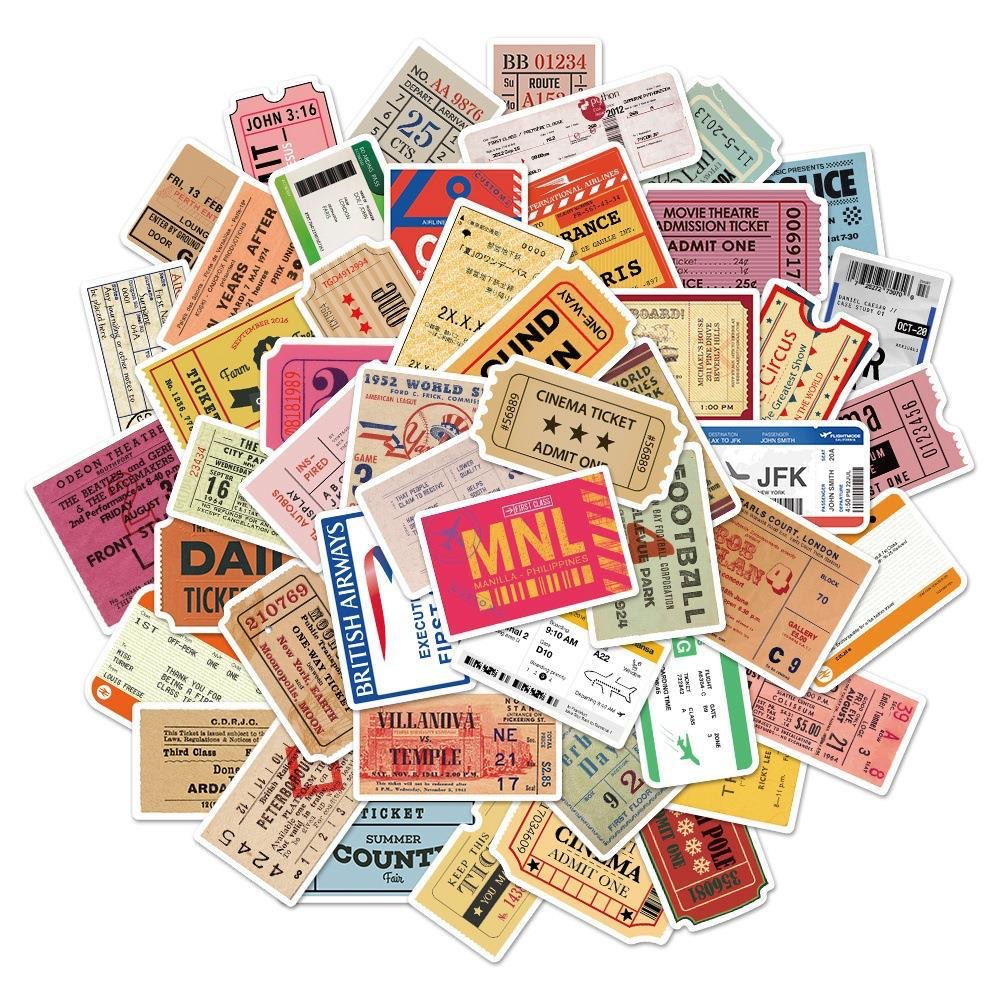 50pcs VINTAGE AIR TICKET Vinyl Decal graffiti STICKERS bomb for laptop ...