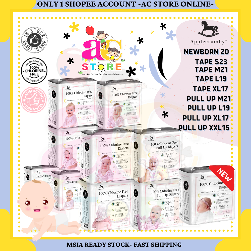 AC-Applecrumby Chlorine Free Overnight / Designer Baby Diapers Tape ...
