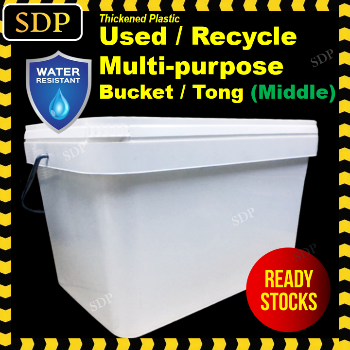 USED/RECYCLE Multipurpose Plastic Bucket with Cover / Pail / Tong