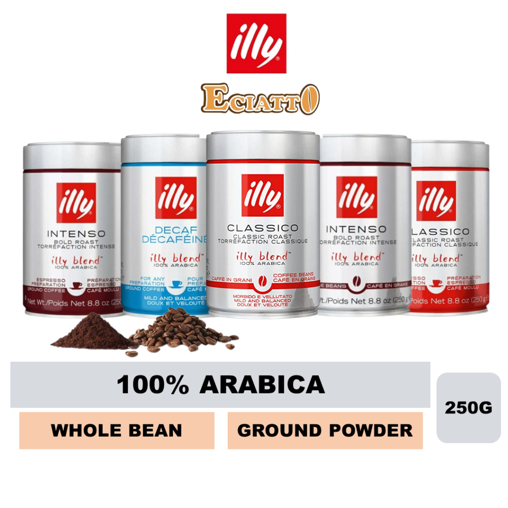 ILLY Coffee Ground Coffee Decaf, Coffee Powder Medium Roast Serbuk Kopi