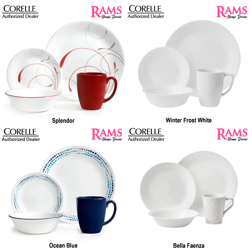 Corelle 16 Pcs Vitrelle Tempered Glass Livingware Dinner Set / Dinnerware / Dinner Plate / Bowl