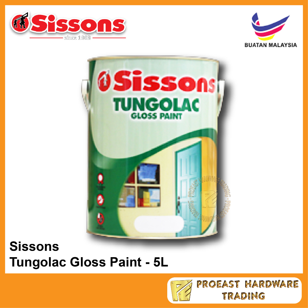 Sissons Tungolac Gloss Paint / Cat Besi/Kayu 5L (Clear Stock) Shopee