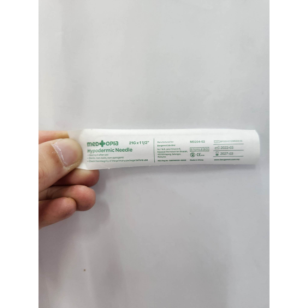 BERGAMOT M0204 Medtopia Hypodermic Syringes Needle 21G (1 PCS) | Shopee ...