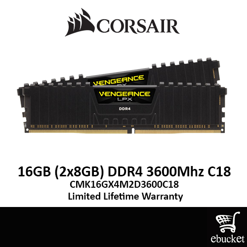 Corsair Vengeance LPX 16GB (2 X 8GB) DDR4 3600 MHz (PC4-28800) C18 1.35V  Desktop Memory - Black (CMK16GX4M2D3600C18)