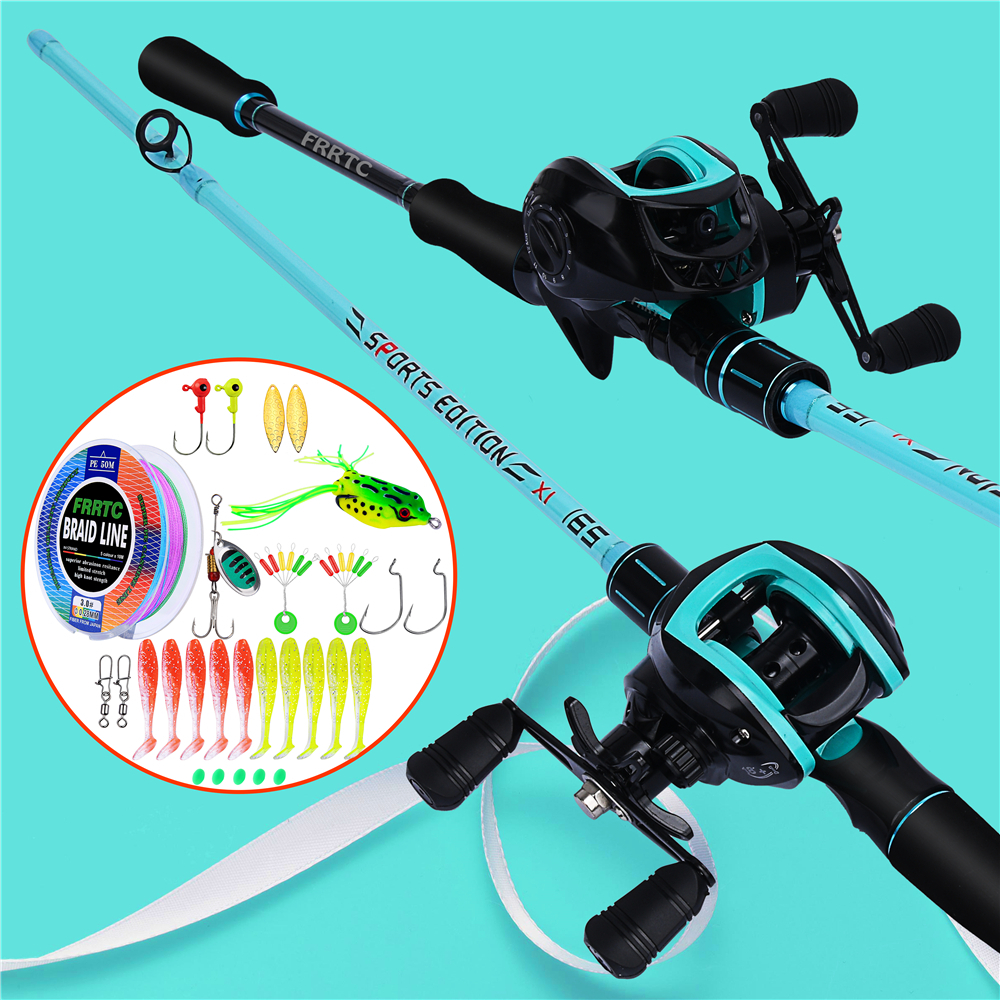 FRRTC Fishing Set Rod and Reel Full Carbon Casting Rod Baitcasting