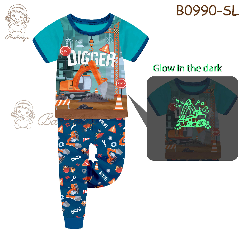 Barbieliya B0990SL Glow In The Dark Boy Pyjamas (3/4/5/6/7y) Shopee