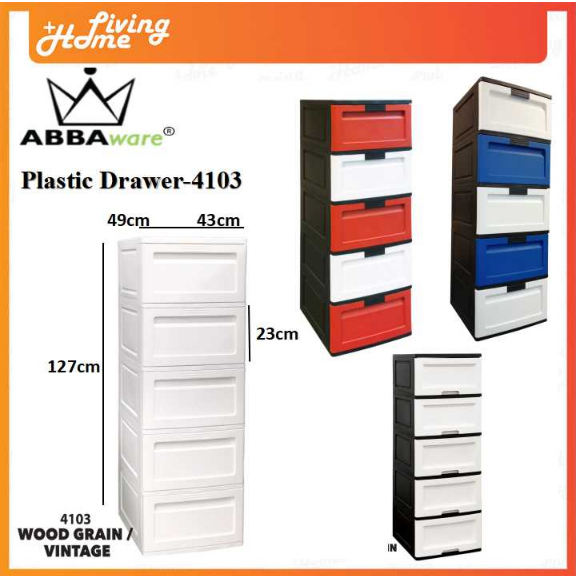 5 Tier Plastic Drawer Storage (5 Tingkat Laci Plastik) ABBA4103 Plastic