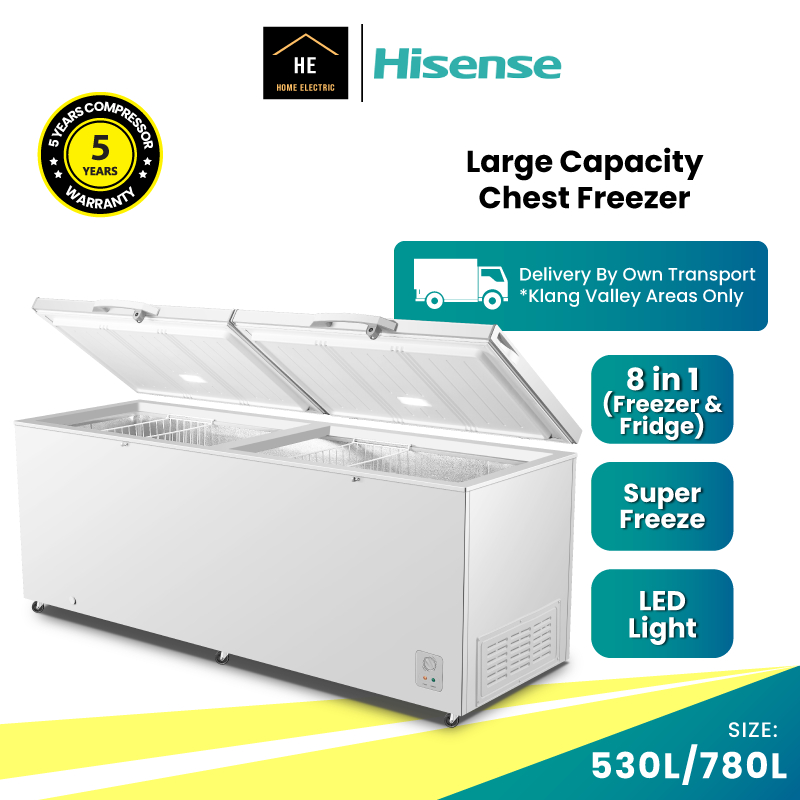 Hisense Chest Freezer 530L / 780L 8In1 Temperature Option With Large