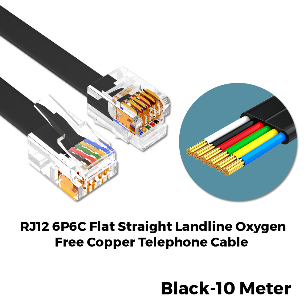 RJ12 6P6C Flat Straight Landline Oxygen Free Copper Telephone Cable