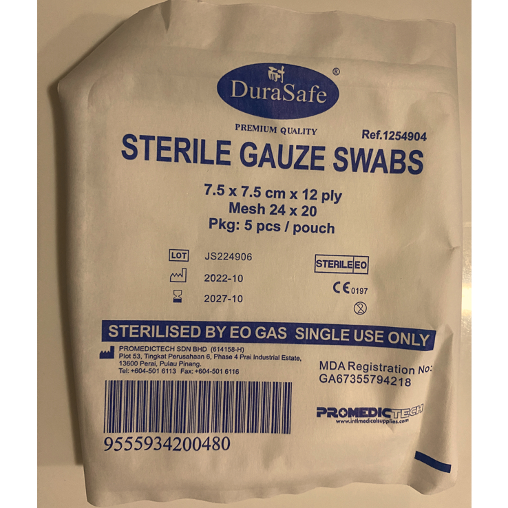 DuraSafe Sterile Gauze Swab 7.5cm X 7.5cm X 12-ply | Shopee Malaysia