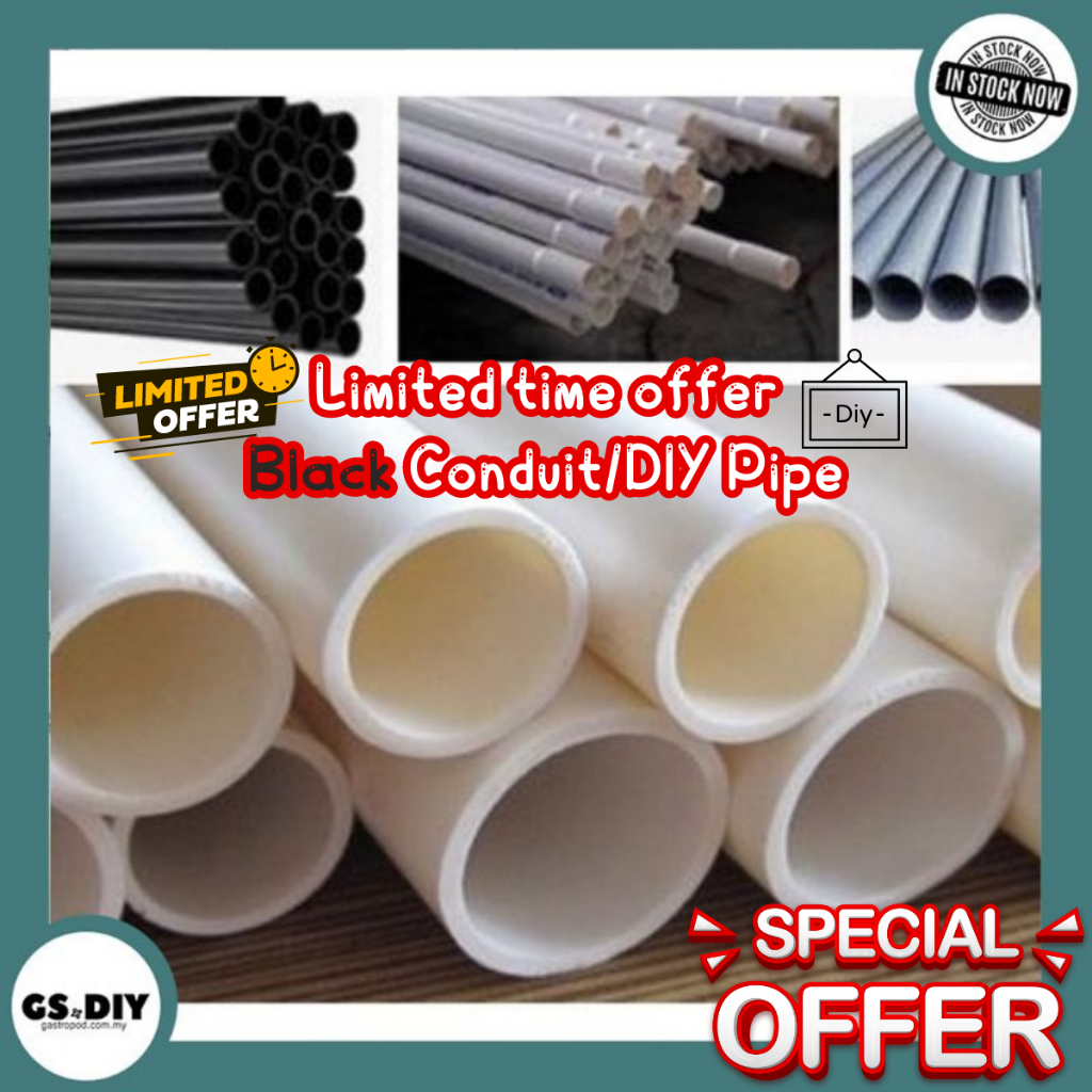🏷️BLACK/White 6.5FT Conduit PVC Wiring Pipe DIY Pipe Sirim Standard🎍