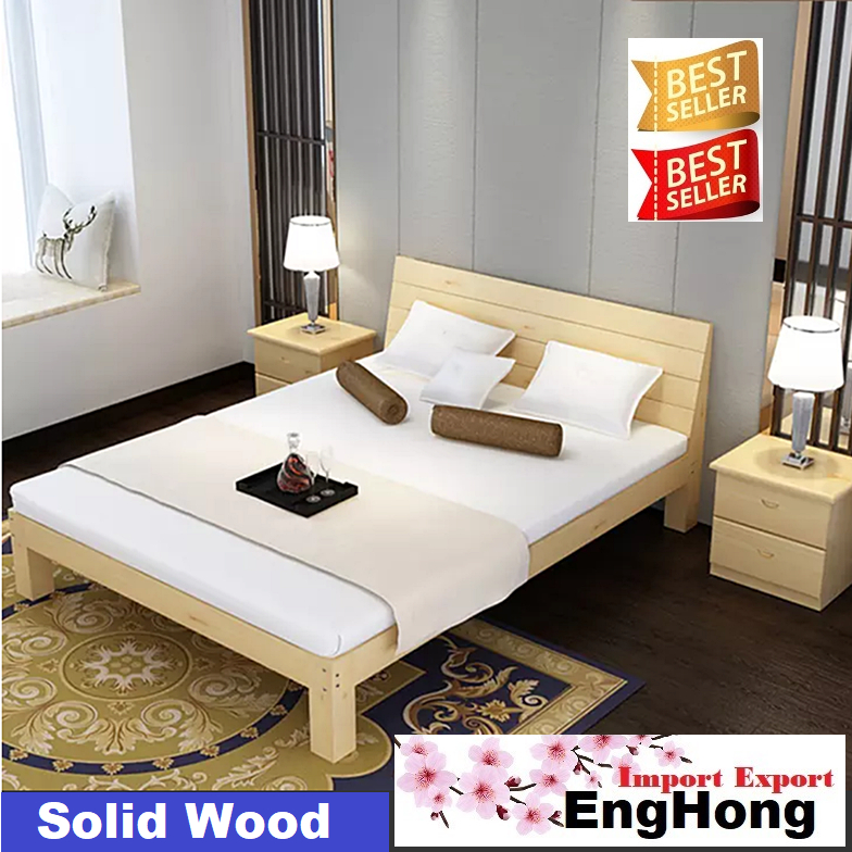Double Bed, Queen Bed/ Single Bed, Australia PINE WOOD Bed Frame, katil