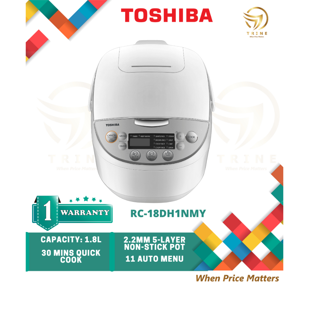 Toshiba Rice Cooker (1.8L) Honatsukama NonStick Pot Digital Rice Cooker RC18DH1NMY Shopee