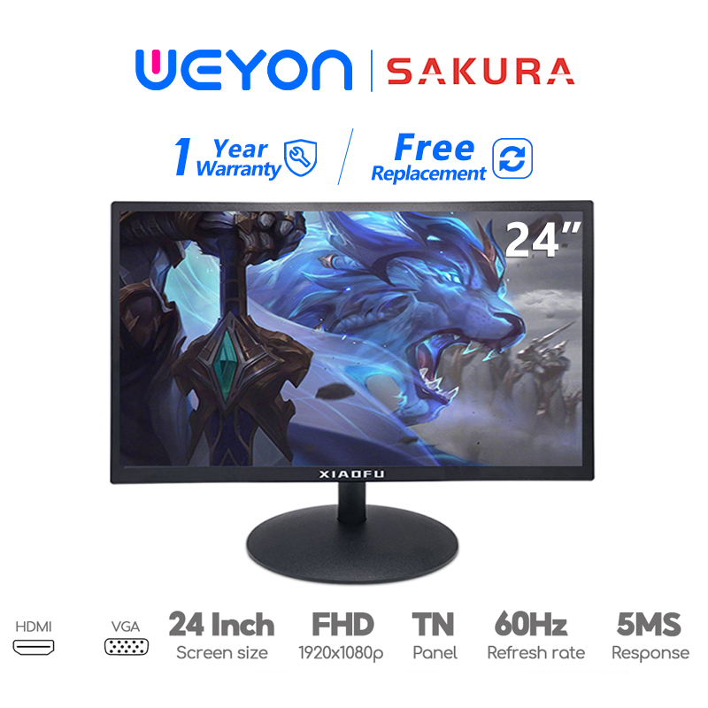 Sakura Curved Monitor PC 24 Inch With 1080P LED Computer Monitor 22