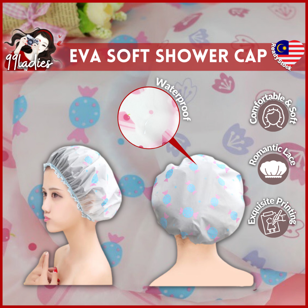 EVA Waterproof Bathroom Hat Cute Sweet Design Hair Protective cover ...