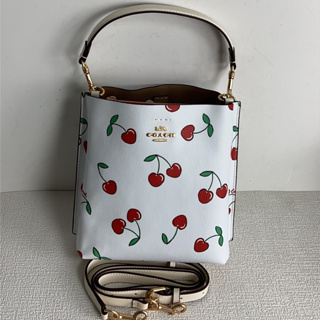 Coach CE611 Mollie Bucket Bag In Signature Canvas With Heart Cherry