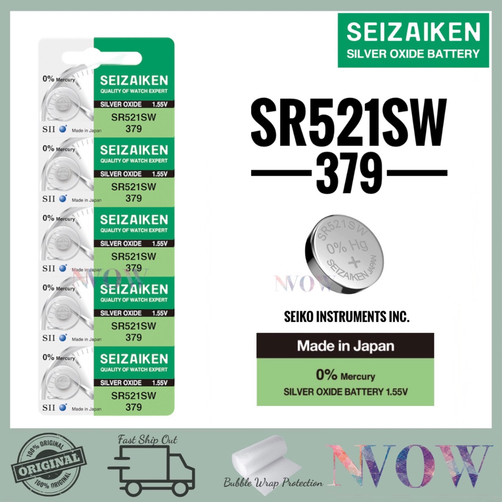 Seizaiken 379 SR521SW Battery cell 1.55V Battery Genuine SEIKO JAPAN sr521