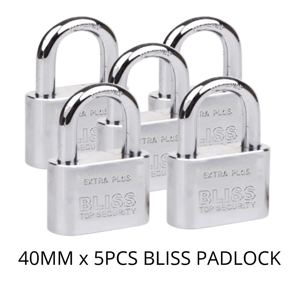 BLISS Chrome Padlock Long Shackle Heavy Duty Diamond Pad Lock Anti Rust ...