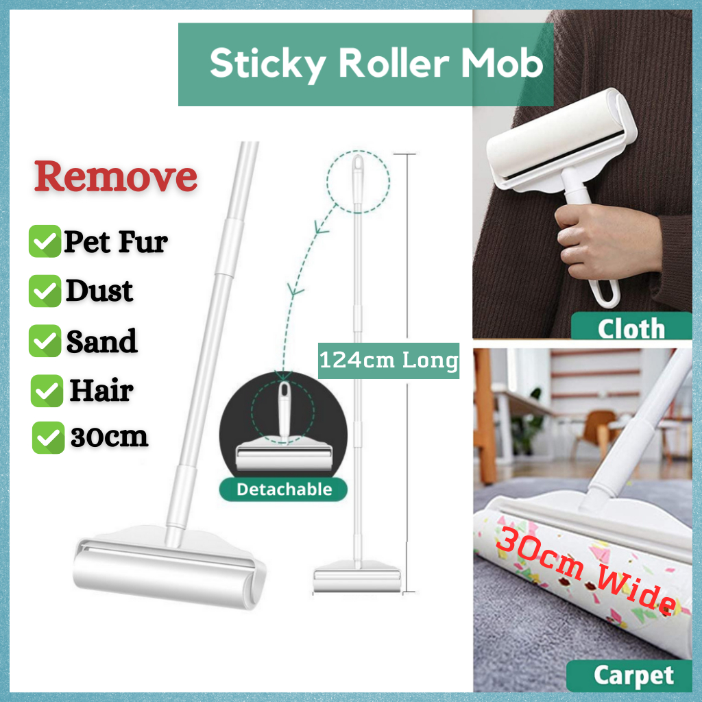 16/19/24/30cm Sticky Lint Roller Detachable Rod Pet Hair Roller Extra